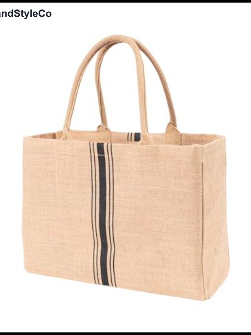 Jute Market Tote Bag Rounded Handles Reusable Grocery Beach